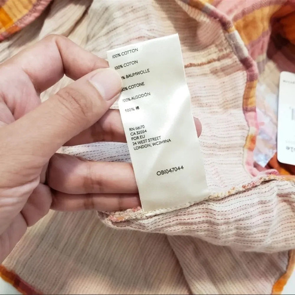 Free People Women's Siena Plaid Pullover Boho Bohemian Top with Ruffles size Med - Picture 6 of 9